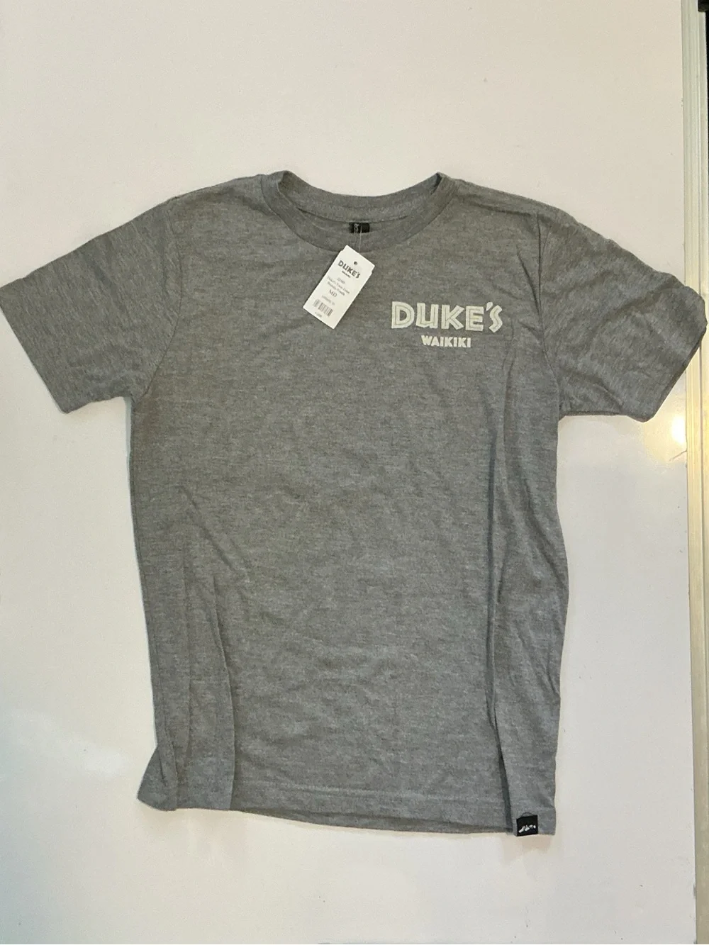 Duke’s Waikiki Youth Two-Tone Boards Gray Surf Graphic T-Shirt Size Medium NWT